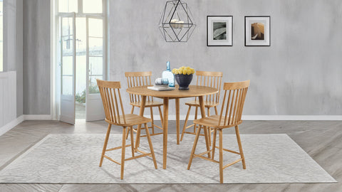 Andrews 48-inch Round Counter Height Dining Set Light Ash with Windsor Counter Height Dining Side Chair Light Ash (Set of 2)