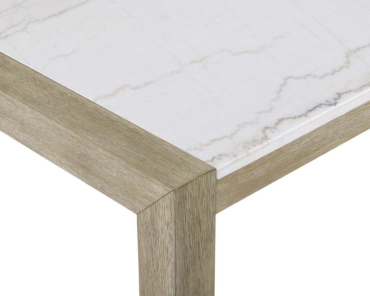 Hazel Weathered Oak Genuine Marble Top Counter Height Table