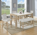 Hazel Weathered Oak/Neutral Counter Height Bench - Crown Mark | Olivia Furniture