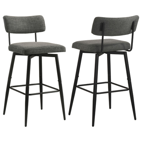 Levine Fabric Upholstered Swivel Bar Chair Black Grey (Set of 2)