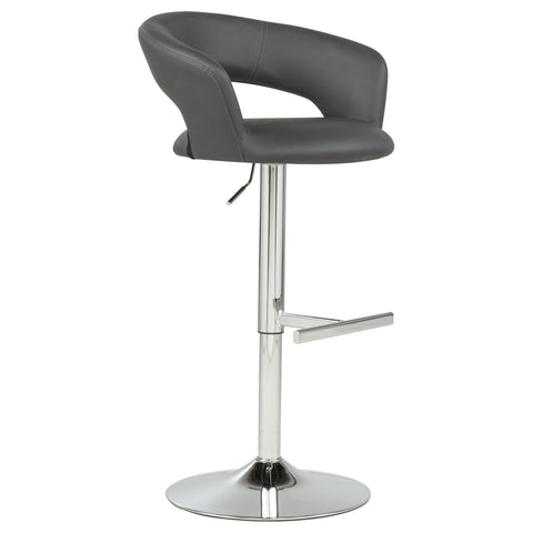 Travia Adjustable Faux Leather Swivel Bar Stool Grey and Chrome