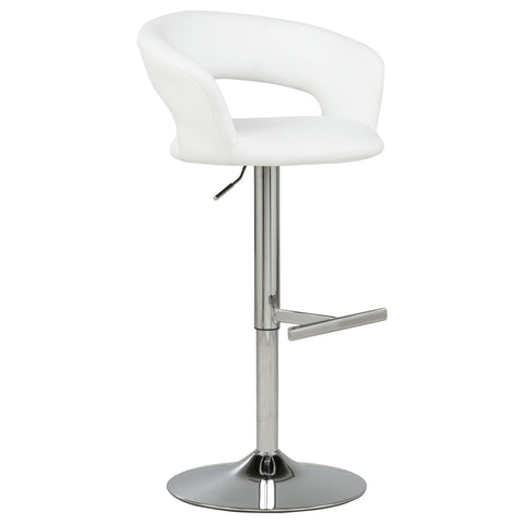 Travia Adjustable Faux Leather Swivel Bar Stool White and Chrome