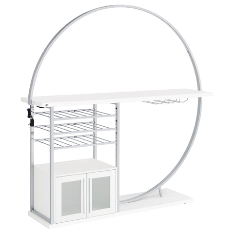 Risley 2-door Circular LED Wine Cabinet White High Gloss