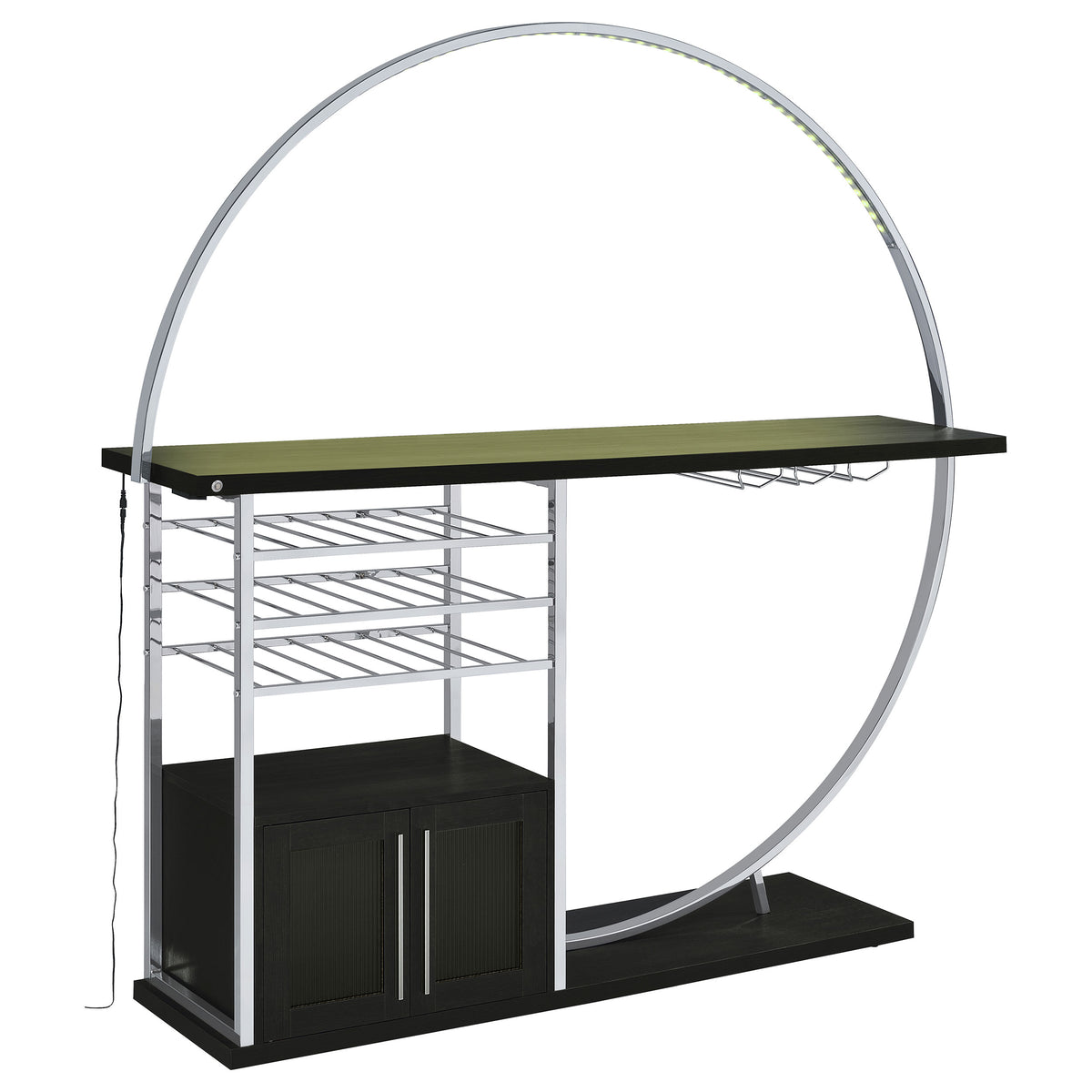 Risley 2-door Circular LED Wine Cabinet Dark Charcoal