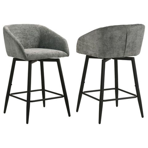 Rainer Fabric Upholstered Swivel Counter Height Chair Charcoal (Set of 2)