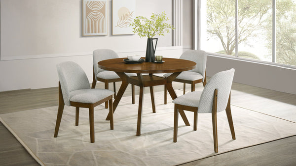 Mueller 48-inch Round Dining Set Beige / Brown