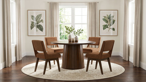Galindo 52-inch Round Dining Set Nutmeg / Walnut