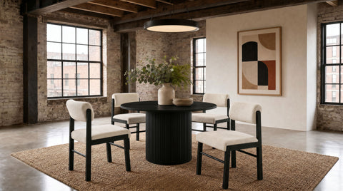 Hamlyn Dining Set Black / Cream — collection scene; select a configuration for exact contents