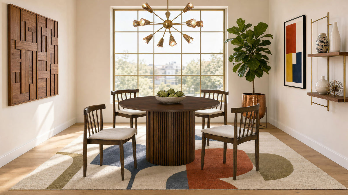 Hamlyn Dining Set Walnut / Wheat — collection scene; select a configuration for exact contents