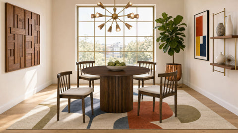 Hamlyn Dining Set Walnut / Wheat