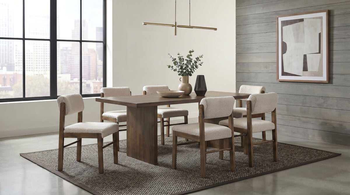 Kehoe Upholstered Dining Side Chair Cream and Walnut (Set of 2)