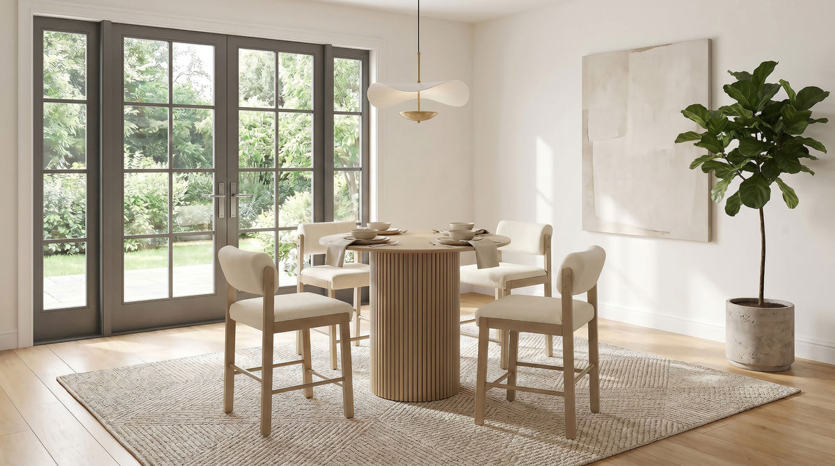Hamlyn Counter Height Dining Set Natural Oak / Cream — collection scene; select a configuration for exact contents