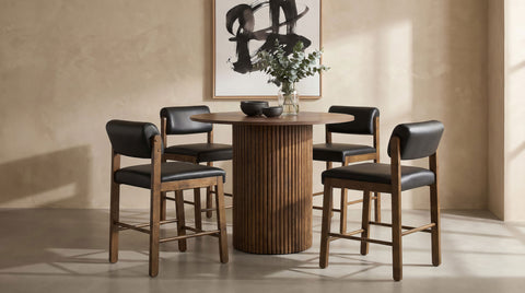 Hamlyn Counter Height Dining Set Walnut / Black — collection scene; select a configuration for exact contents