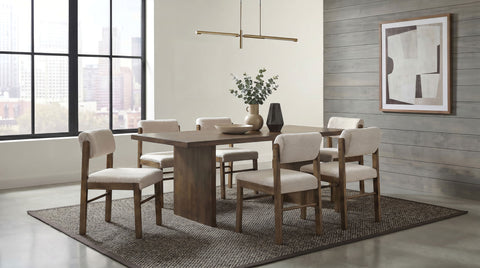 Decker 82-inch Rectangular Wood Dining Set Walnut with Kehoe Upholstered Dining Side Chair Cream and Walnut (Set of 2)