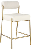 Carly Boucle Fabric And Vegan Leather Upholstered Counter Stool — 587-C - Cream - 587Cream-C