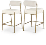 Carly Boucle Fabric And Vegan Leather Upholstered Counter Stool — 587-C - Cream - 587Cream-C Double Chair