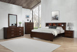 Jessica Bookcase Bedroom Set Cappuccino — collection scene; select a configuration for exact contents