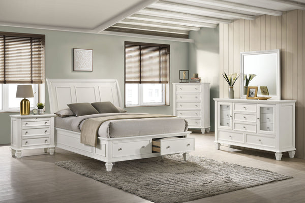 Sandy Beach Panel Storage Bedroom Set Cream White