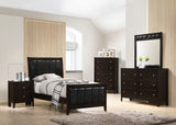 Carlton Panel Youth Bedroom Set Cappuccino — collection scene; select a configuration for exact contents