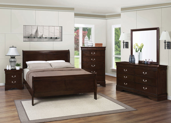 Louis Philippe Sleigh Bedroom Set Cappuccino