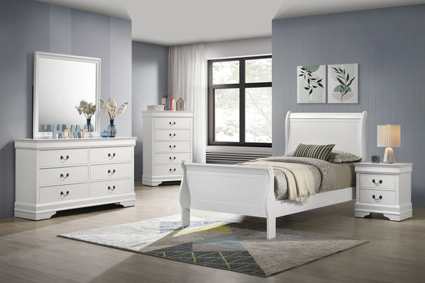 Louis Philippe Sleigh Youth Bedroom Set White