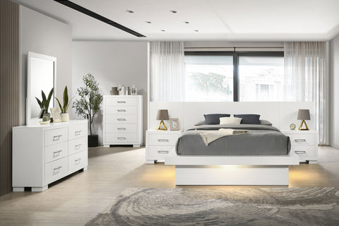 Jessica Snow White Bedroom Set with Nightstand Wall Panels