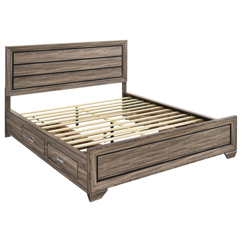 Kauffman Wood California King Storage Panel Bed Washed Taupe