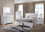 Miranda Panel Storage Bedroom Set White — collection scene; select a configuration for exact contents
