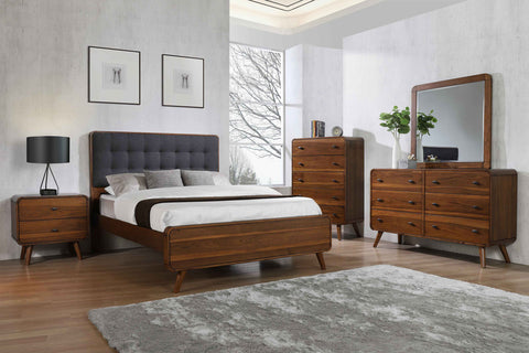 Robyn Platform Bedroom Set Dark Walnut — collection scene; select a configuration for exact contents