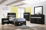 Miranda Panel Storage Youth Bedroom Set Black — collection scene; select a configuration for exact contents