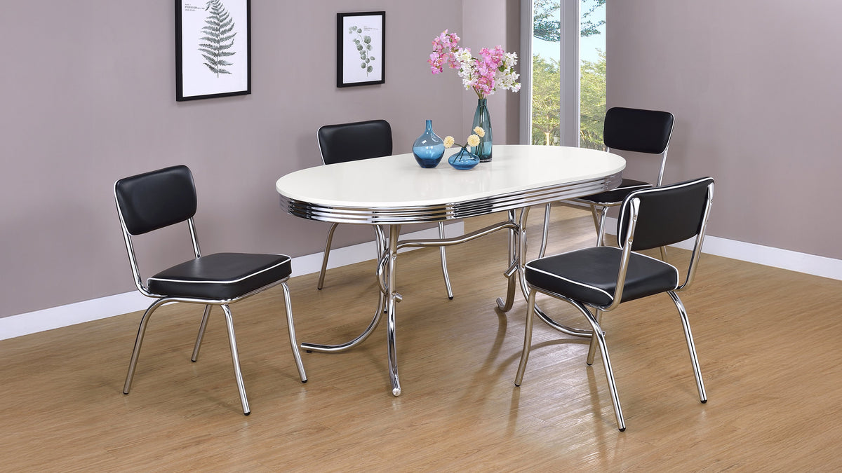 Retro Oval Dining Set Black — collection scene; select a configuration for exact contents