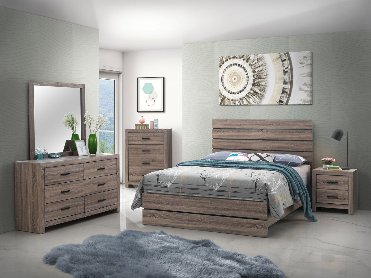 Brantford Panel Bedroom Set Barrel Oak — collection scene; select a configuration for exact contents