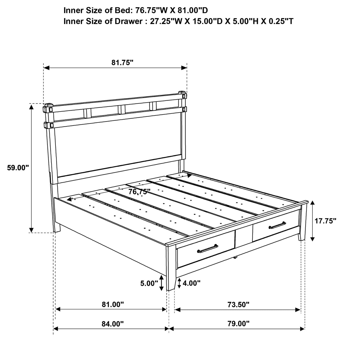 Hazlewood 59-inch Eastern King Storage Bed Vineyard Oak