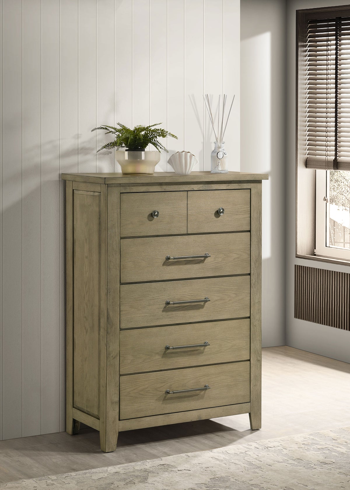 Hazlewood 5-drawer Bedroom Chest of Drawers Vineyard Oak