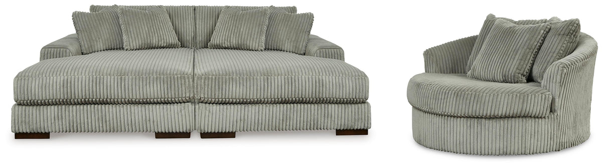 Lindyn Super Chaise with Oversized Swivel Chair