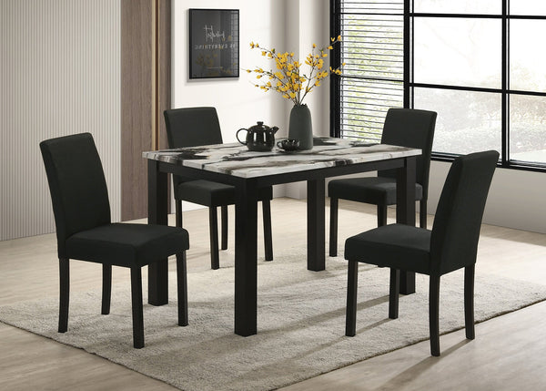 Resia Black/Brown 5-Piece Faux Marble Dining Set - view 1