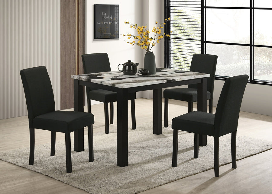 Resia Black/Brown 5-Piece Faux Marble Dining Set - view 1