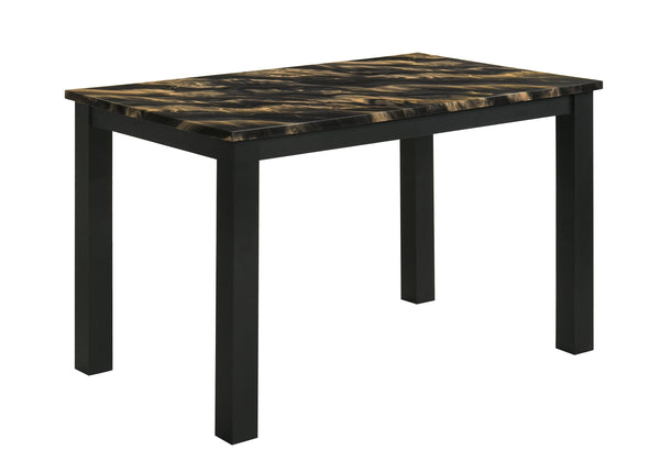 Resia Black/Gold Faux Marble Top Dining Table