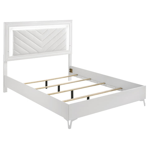 Cassia Queen LED Panel Bed White High Gloss
