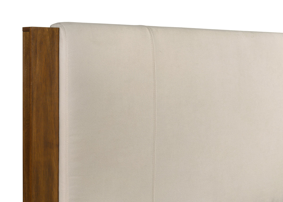 Adderley California King Wood Panel Bed Cream and Warm Brown