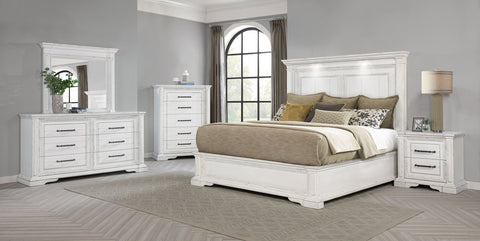 McKinney Panel Bedroom Set Vintage White — collection scene; select a configuration for exact contents