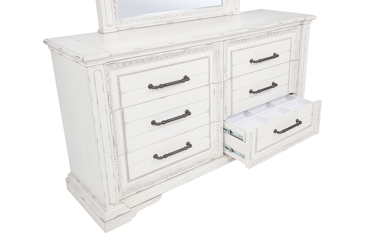 McKinney 6-drawer Bedroom Dresser with Mirror Vintage White