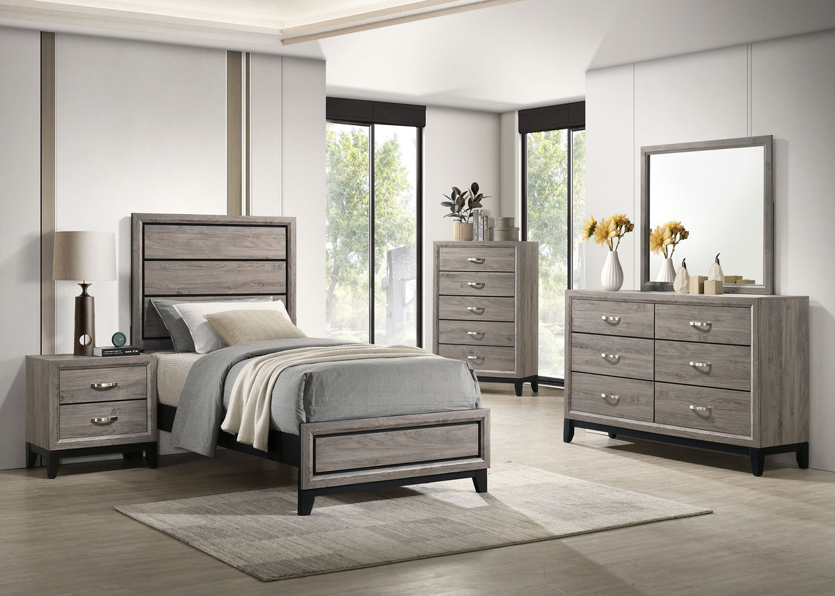 Valen Panel Youth Bedroom Set Light Taupe — collection scene; select a configuration for exact contents