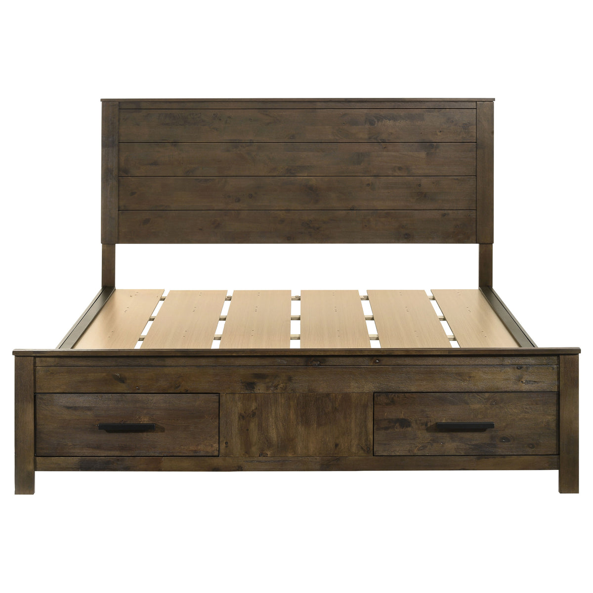 Woodmont California King Storage Bed Rustic Golden Brown