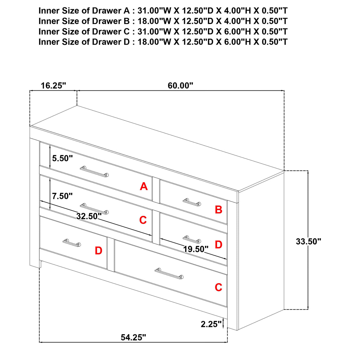 Hendricks 6-drawer Bedroom Dresser Storage Cabinet Light Oak