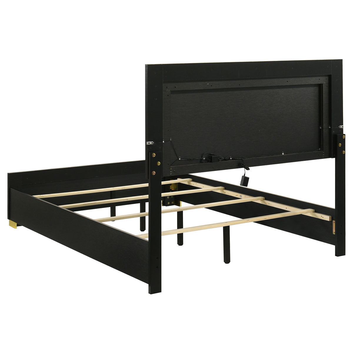 Marceline Wood Full LED Panel Bed Black