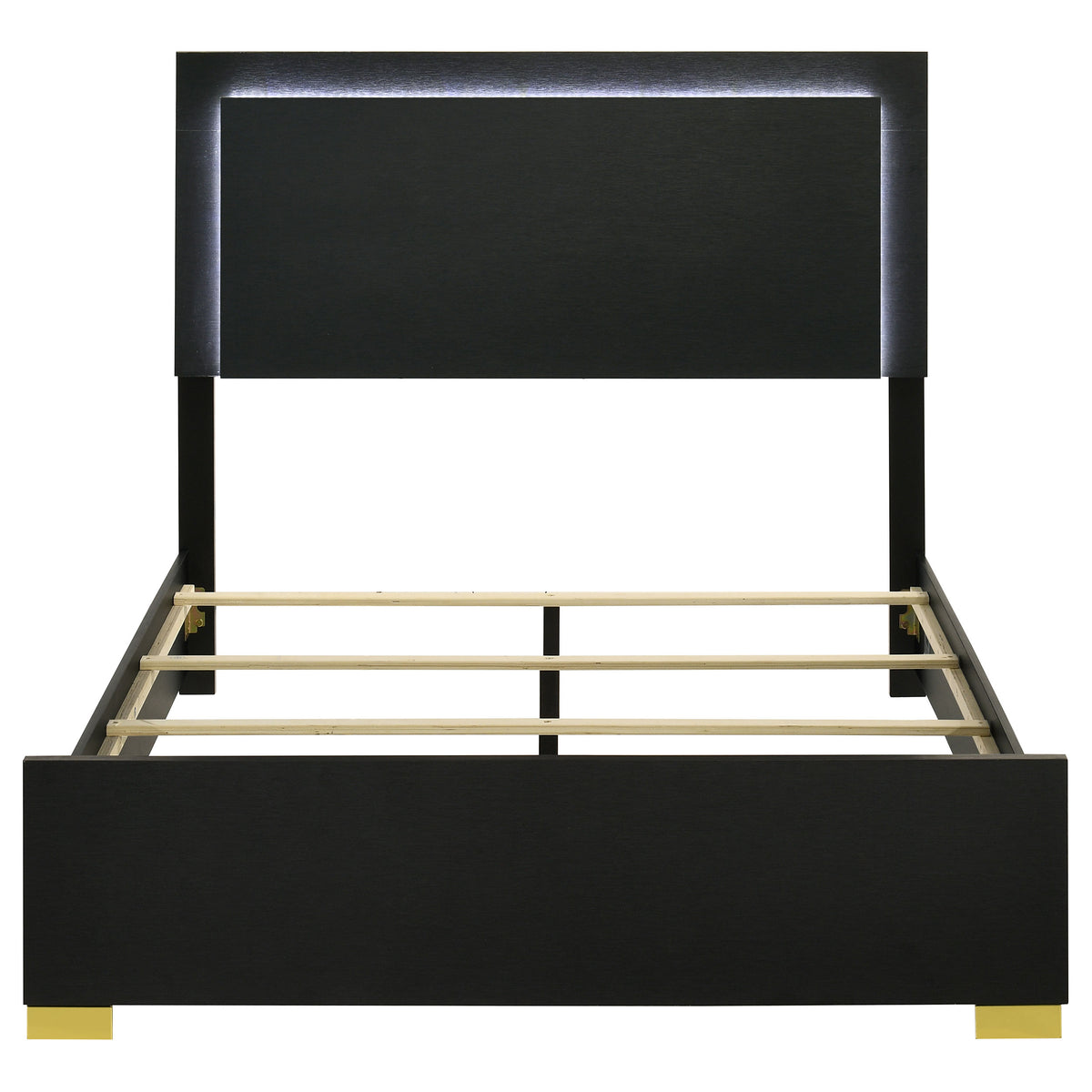 Marceline Wood Queen LED Panel Bed Black