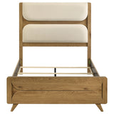 Bennett Full Mid-Century Fabric Upholstered Panel Bed Light Oak and Cream