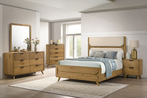 Bennett Panel Bedroom Set Light Oak / Cream