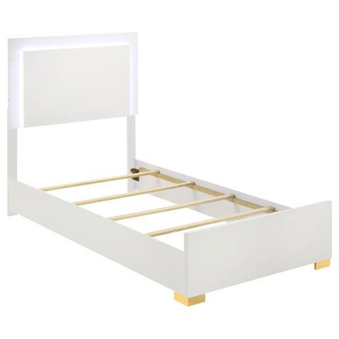 Marceline Wood Twin LED Panel Bed White